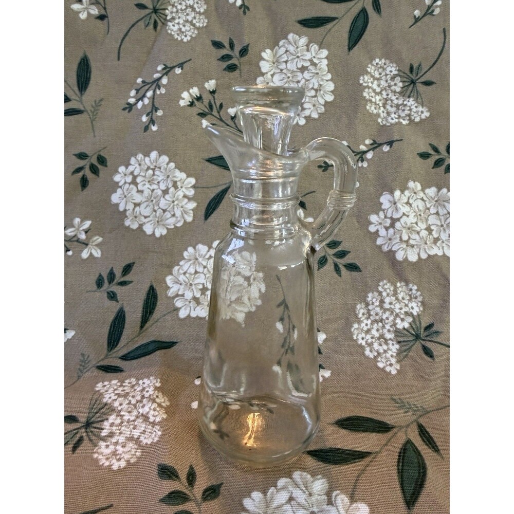 Vintage Anchor Hocking Clear Glass Cruet with Glass Stopper #16 & Imprint